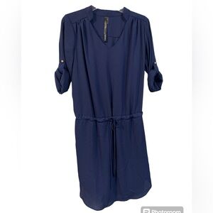 Renee C. Boutique Navy Tie Shirt Shift Dress Size Large